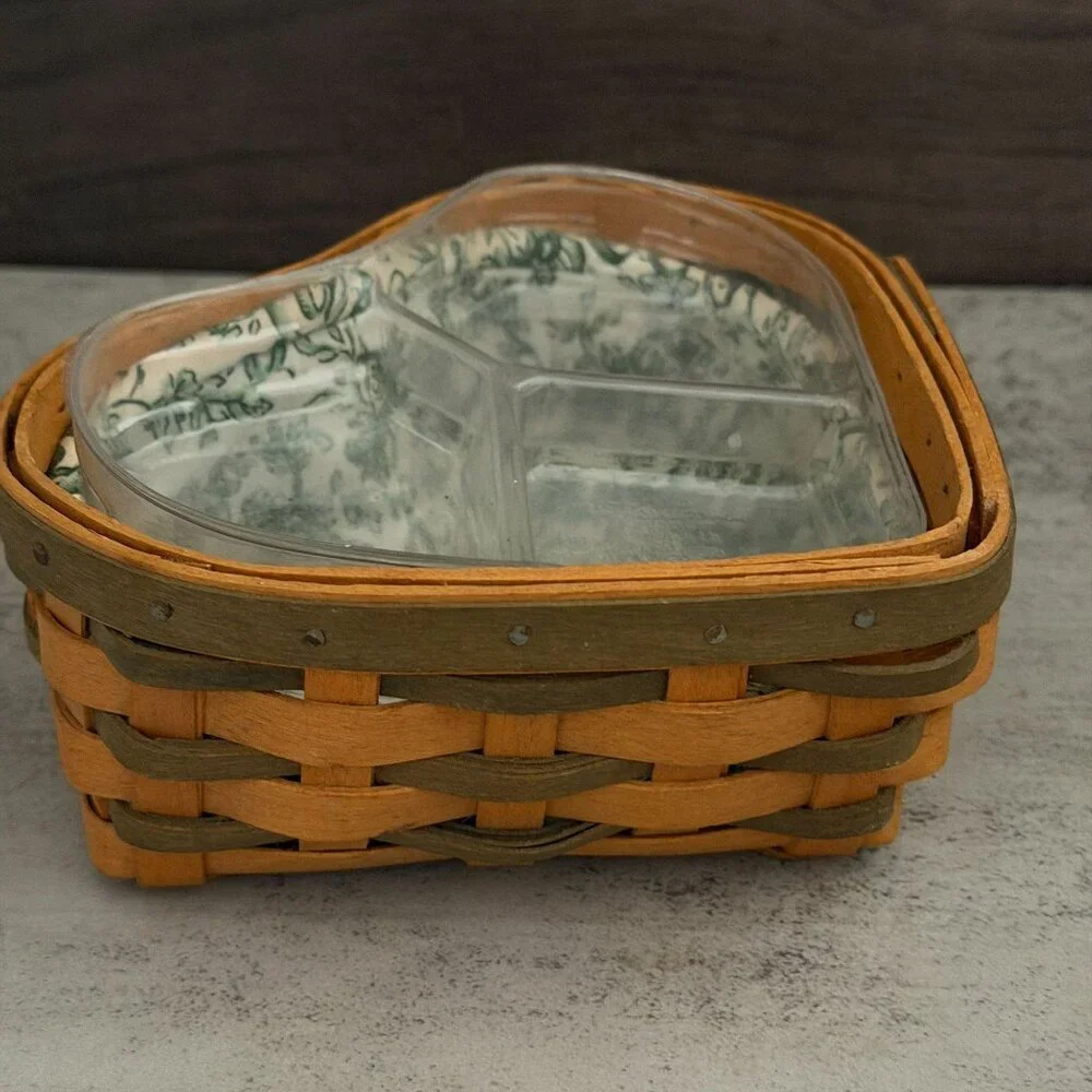 Longaberger Baskets 2000 Sweetheart Green Little Love Basket Liners 4-Piece Set